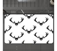 EMCLKS Tappeto Bagno 60x90 cm,Motivo con testa di cervo. Motivo in bianco e nero per copertina di libro in,Tappetino Assorbente e Antiscivolo in Microfibra per Bagno,Cucina,Camera da Letto,Corridoio