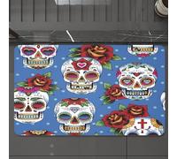 EMCLKS Tappeto Bagno 60x90 cm,Motivo senza cuciture con teschi di zucchero messicani e rose. Elemento di d,Tappetino Assorbente e Antiscivolo in Microfibra per Bagno,Cucina,Camera da Letto,Corridoio
