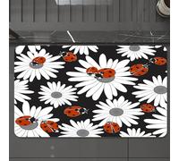 EMCLKS Tappeto Bagno 60x90 cm,Motivo senza soluzione di continuità con fiori di camomilla e coccinelle.,Tappetino Assorbente e Antiscivolo in Microfibra per Bagno,Cucina,Camera da Letto,Corridoio