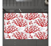 EMCLKS Tappeto Bagno 60x90 cm,Motivo senza soluzione di continuità con sagome di corallo rosso su sfondo b,Tappetino Assorbente e Antiscivolo in Microfibra per Bagno,Cucina,Camera da Letto,Corridoio