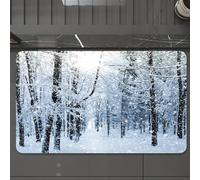 EMCLKS Tappeto Bagno 60x90 cm,Nevicata nella foresta, i fiocchi di neve che ricoprono i rami creano un pae,Tappetino Assorbente e Antiscivolo in Microfibra per Bagno,Cucina,Camera da Letto,Corridoio