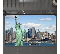 EMCLKS Tappeto Bagno 60x90 cm,New York, Statua della Libertà nel porto urbano di New York City Stampa famo,Tappetino Assorbente e Antiscivolo in Microfibra per Bagno,Cucina,Camera da Letto,Corridoio