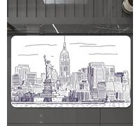 EMCLKS Tappeto Bagno 60x90 cm,New York, Vista semplice e schematica della Statua della Libertà di New York,Tappetino Assorbente e Antiscivolo in Microfibra per Bagno,Cucina,Camera da Letto,Corridoio