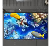 EMCLKS Tappeto Bagno 60x90 cm,Oceano, animali marini sottomarini selvaggi, mondo acquatico, coralli, pesci,Tappetino Assorbente e Antiscivolo in Microfibra per Bagno,Cucina,Camera da Letto,Corridoio