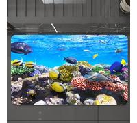 EMCLKS Tappeto Bagno 60x90 cm,Oceano, coralli tropicali, banchi di pesci, vita naturale in acque poco prof,Tappetino Assorbente e Antiscivolo in Microfibra per Bagno,Cucina,Camera da Letto,Corridoio