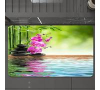 EMCLKS Tappeto Bagno 60x90 cm,Orchidea Fiore Pietra Cultura Orientale Spiritualità Benessere Vacanza Tropi,Tappetino Assorbente e Antiscivolo in Microfibra per Bagno,Cucina,Camera da Letto,Corridoio