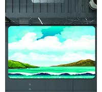EMCLKS Tappeto Bagno 60x90 cm,Paesaggio oceanico, rappresentazione artistica di un oceano calmo, fianchegg,Tappetino Assorbente e Antiscivolo in Microfibra per Bagno,Cucina,Camera da Letto,Corridoio