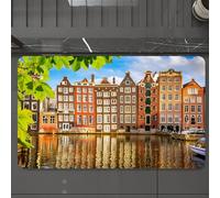 EMCLKS Tappeto Bagno 60x90 cm,Paesaggio urbano, vecchi edifici ad Amsterdam Noord Ferry, città culturale d,Tappetino Assorbente e Antiscivolo in Microfibra per Bagno,Cucina,Camera da Letto,Corridoio