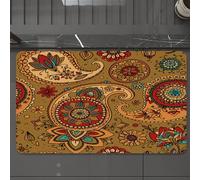 EMCLKS Tappeto Bagno 60x90 cm,Paisley, motivo a foglie multicolori ispirato al vintage, autentico Flow1,Tappetino Assorbente e Antiscivolo in Microfibra per Bagno,Cucina,Camera da Letto,Corridoio
