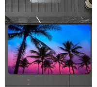 EMCLKS Tappeto Bagno 60x90 cm,Palme al tramonto a Miami Beach, South Beach, Ocean Drive, Florida,Tappetino Assorbente e Antiscivolo in Microfibra per Bagno,Cucina,Camera da Letto,Corridoio