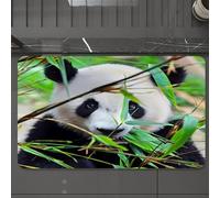 EMCLKS Tappeto Bagno 60x90 cm,Panda, un tico panda gigante che sbircia tra i bambù e mastica le foglie,Tappetino Assorbente e Antiscivolo in Microfibra per Bagno,Cucina,Camera da Letto,Corridoio