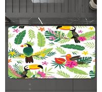 EMCLKS Tappeto Bagno 60x90 cm,Pappagallo, giungla tropicale dell'isola con flora e fauna uccello tucano co,Tappetino Assorbente e Antiscivolo in Microfibra per Bagno,Cucina,Camera da Letto,Corridoio