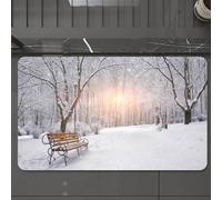 EMCLKS Tappeto Bagno 60x90 cm,Parco invernale, alberi innevati e panchine creano una scena tranquilla nel,Tappetino Assorbente e Antiscivolo in Microfibra per Bagno,Cucina,Camera da Letto,Corridoio