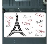 EMCLKS Tappeto Bagno 60x90 cm,Parigi Set Torre Eiffel, Eiffel Parigi è sempre una buona idea Luoghi turist,Tappetino Assorbente e Antiscivolo in Microfibra per Bagno,Cucina,Camera da Letto,Corridoio