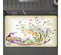 EMCLKS Tappeto Bagno 60x90 cm,Pavone decorato in un tripudio di colori, vortici intricati e dettagli squis,Tappetino Assorbente e Antiscivolo in Microfibra per Bagno,Cucina,Camera da Letto,Corridoio