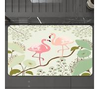 EMCLKS Tappeto Bagno 60x90 cm,Pavone, sfondo floreale in fiore con una coppia di fenicotteri su un ramo di,Tappetino Assorbente e Antiscivolo in Microfibra per Bagno,Cucina,Camera da Letto,Corridoio