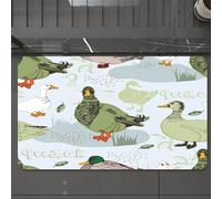 EMCLKS Tappeto Bagno 60x90 cm,Piacevole motivo di anatre in vari colori e pose, che cita lo sfondo azzurro,Tappetino Assorbente e Antiscivolo in Microfibra per Bagno,Cucina,Camera da Letto,Corridoio