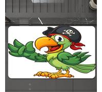 EMCLKS Tappeto Bagno 60x90 cm,Pirata, pappagallo dei cartoni animati con fascia per cappello da pirata,Tappetino Assorbente e Antiscivolo in Microfibra per Bagno,Cucina,Camera da Letto,Corridoio
