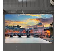 EMCLKS Tappeto Bagno 60x90 cm,Ponte Sant'Angelo e la Basilica di San Pietro, l'iconico ponte e cattedrale,Tappetino Assorbente e Antiscivolo in Microfibra per Bagno,Cucina,Camera da Letto,Corridoio