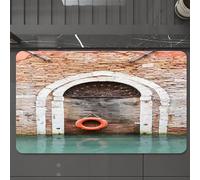 EMCLKS Tappeto Bagno 60x90 cm,Porta rustica in legno con salvagente a Venezia,Tappetino Assorbente e Antiscivolo in Microfibra per Bagno,Cucina,Camera da Letto,Corridoio