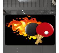 EMCLKS Tappeto Bagno 60x90 cm,Racchette da ping-pong rosse e nere sono avvolte dalle fiamme, evocando imma,Tappetino Assorbente e Antiscivolo in Microfibra per Bagno,Cucina,Camera da Letto,Corridoio