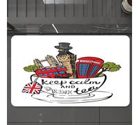 EMCLKS Tappeto Bagno 60x90 cm,Regno Unito, punti di riferimento nel tè nnico - tazze, cultura nnica - prod,Tappetino Assorbente e Antiscivolo in Microfibra per Bagno,Cucina,Camera da Letto,Corridoio