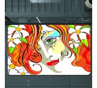 EMCLKS Tappeto Bagno 60x90 cm,Ritratto vettoriale della giovane donna con i capelli rossi,Tappetino Assorbente e Antiscivolo in Microfibra per Bagno,Cucina,Camera da Letto,Corridoio