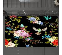 EMCLKS Tappeto Bagno 60x90 cm,Rose, peonie, fiori selvatici, usignolo, uccelli, mughetto, fiordaliso con f,Tappetino Assorbente e Antiscivolo in Microfibra per Bagno,Cucina,Camera da Letto,Corridoio