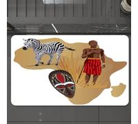 EMCLKS Tappeto Bagno 60x90 cm,Safari, mappa dell'Africa e simboli culturali etnici tribali con l'arte di u,Tappetino Assorbente e Antiscivolo in Microfibra per Bagno,Cucina,Camera da Letto,Corridoio