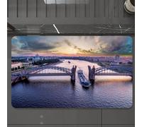 EMCLKS Tappeto Bagno 60x90 cm,San Pietroburgo. Russia. Ponte di Pietro il Grande al tramonto. I ponti leva,Tappetino Assorbente e Antiscivolo in Microfibra per Bagno,Cucina,Camera da Letto,Corridoio