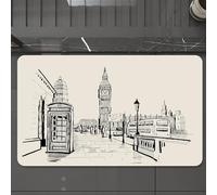 EMCLKS Tappeto Bagno 60x90 cm,Scena moderna della città di Londra con il monumento del Big Ben in stile sc,Tappetino Assorbente e Antiscivolo in Microfibra per Bagno,Cucina,Camera da Letto,Corridoio