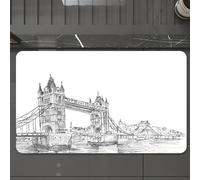 EMCLKS Tappeto Bagno 60x90 cm,Schizzo d'epoca, vecchio stile, architettura del Tower Bridge di Londra, pae,Tappetino Assorbente e Antiscivolo in Microfibra per Bagno,Cucina,Camera da Letto,Corridoio