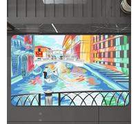 EMCLKS Tappeto Bagno 60x90 cm,Schizzo di paesaggio colorato di Venezia del Ponte dei Sospiri nella scena a,Tappetino Assorbente e Antiscivolo in Microfibra per Bagno,Cucina,Camera da Letto,Corridoio