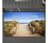 EMCLKS Tappeto Bagno 60x90 cm,sentiero attraverso le dune fino alla spiaggia e al vecchio molo di legno de,Tappetino Assorbente e Antiscivolo in Microfibra per Bagno,Cucina,Camera da Letto,Corridoio