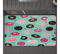 EMCLKS Tappeto Bagno 60x90 cm,Sfondo senza soluzione di continuità con sette ciambelle dolci.,Tappetino Assorbente e Antiscivolo in Microfibra per Bagno,Cucina,Camera da Letto,Corridoio
