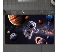 EMCLKS Tappeto Bagno 60x90 cm,Spazio, Astronauta tra i pianeti Marte Nettuno Giove,Tappetino Assorbente e Antiscivolo in Microfibra per Bagno,Cucina,Camera da Letto,Corridoio