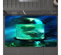 EMCLKS Tappeto Bagno 60x90 cm,Spazio, UFO marziano alieno in un acquario come immagine artistica di un tub,Tappetino Assorbente e Antiscivolo in Microfibra per Bagno,Cucina,Camera da Letto,Corridoio