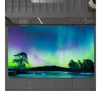 EMCLKS Tappeto Bagno 60x90 cm,Stampa dell'emisfero boreale, aurora boreale, cielo sopra il lago, circonda,Tappetino Assorbente e Antiscivolo in Microfibra per Bagno,Cucina,Camera da Letto,Corridoio