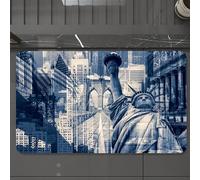 EMCLKS Tappeto Bagno 60x90 cm,Stati Uniti, immagine a doppia esposizione della Statua della Libertà con ed,Tappetino Assorbente e Antiscivolo in Microfibra per Bagno,Cucina,Camera da Letto,Corridoio