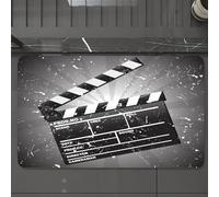 EMCLKS Tappeto Bagno 60x90 cm,Tema del film, ciak su sfondo retrò, che segna l'inizio della scena,Tappetino Assorbente e Antiscivolo in Microfibra per Bagno,Cucina,Camera da Letto,Corridoio