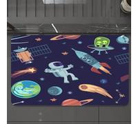 EMCLKS Tappeto Bagno 60x90 cm,Tema spaziale, scarabocchio di design dell'universo futuro per bambini con a,Tappetino Assorbente e Antiscivolo in Microfibra per Bagno,Cucina,Camera da Letto,Corridoio