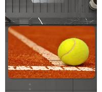 EMCLKS Tappeto Bagno 60x90 cm,Tennis su campo in terra battuta, palline da tennis sportive su superficie i,Tappetino Assorbente e Antiscivolo in Microfibra per Bagno,Cucina,Camera da Letto,Corridoio