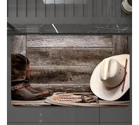 EMCLKS Tappeto Bagno 60x90 cm,Tradizionale cappello da cowboy in paglia bianca con autentico lazo western,Tappetino Assorbente e Antiscivolo in Microfibra per Bagno,Cucina,Camera da Letto,Corridoio