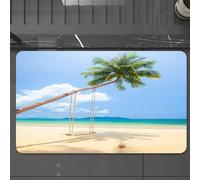 EMCLKS Tappeto Bagno 60x90 cm,Tranquilla spiaggia tropicale, idilliaca altalena sulla spiaggia costiera co,Tappetino Assorbente e Antiscivolo in Microfibra per Bagno,Cucina,Camera da Letto,Corridoio
