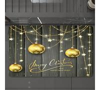 EMCLKS Tappeto Bagno 60x90 cm,Tre palline di Natale e scritte di sfondo Buon Natale e Felice Anno Nuovo co,Tappetino Assorbente e Antiscivolo in Microfibra per Bagno,Cucina,Camera da Letto,Corridoio
