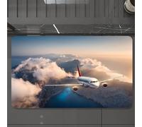 EMCLKS Tappeto Bagno 60x90 cm,Un aereo bianco sorvola montagne e nuvole basse al tramonto in estate,Tappetino Assorbente e Antiscivolo in Microfibra per Bagno,Cucina,Camera da Letto,Corridoio