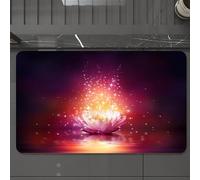 EMCLKS Tappeto Bagno 60x90 cm,Un loto rosa radioso galleggia sull'acqua, circondato da stelle scintillanti,Tappetino Assorbente e Antiscivolo in Microfibra per Bagno,Cucina,Camera da Letto,Corridoio