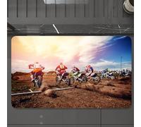 EMCLKS Tappeto Bagno 60x90 cm,Un pilota in moto partecipa al motocross e si prepara alla partenza contro u,Tappetino Assorbente e Antiscivolo in Microfibra per Bagno,Cucina,Camera da Letto,Corridoio