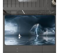 EMCLKS Tappeto Bagno 60x90 cm,Uno yacht nell'oceano si avvicina a un temporale con pioggia e fulmini sullo,Tappetino Assorbente e Antiscivolo in Microfibra per Bagno,Cucina,Camera da Letto,Corridoio
