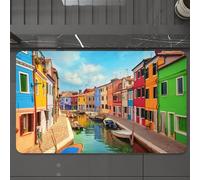 EMCLKS Tappeto Bagno 60x90 cm,Venezia, edifici colorati e canale d'acqua con barche Isola di Burano nella,Tappetino Assorbente e Antiscivolo in Microfibra per Bagno,Cucina,Camera da Letto,Corridoio